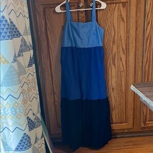 Loft shades of blue tiered maxi dress